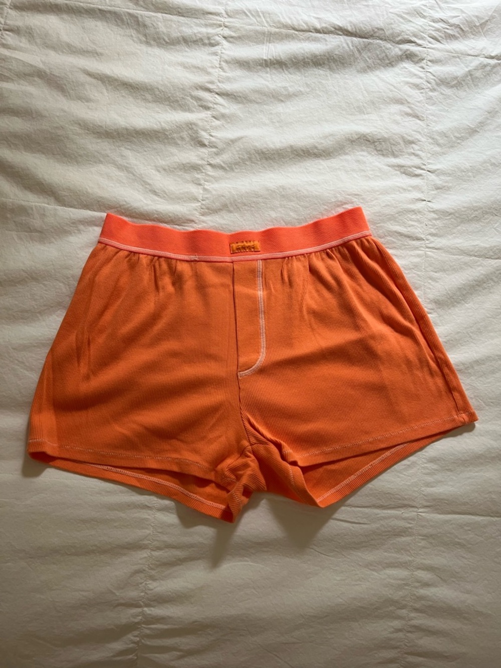 Skims ribbed boxer shorts orange size small